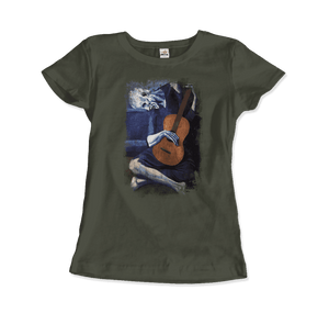 Pablo Picasso - The Old Guitarist Artwork T-Shirt - Women / Military Green / Small - T-Shirt