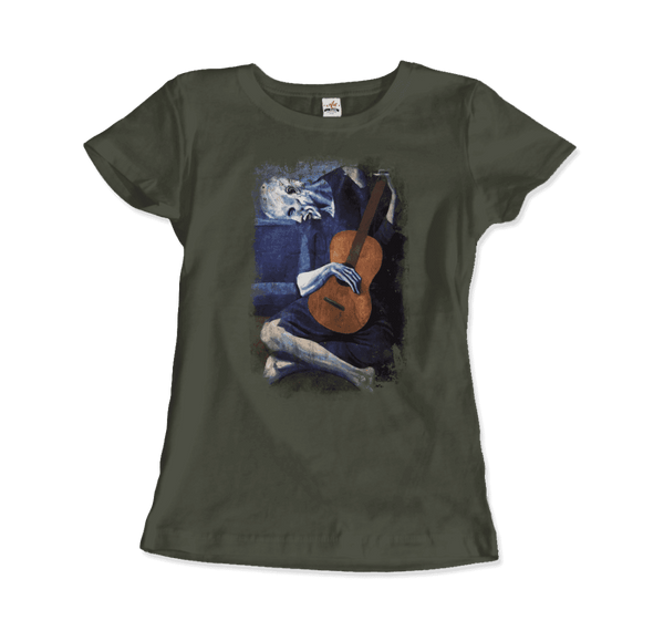 Pablo Picasso - The Old Guitarist Artwork T-Shirt - Women / Military Green / Small - T-Shirt