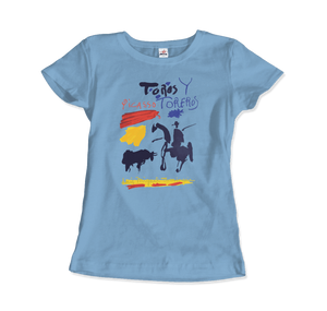 Pablo Picasso Toros y Toreros Book Cover 1961 Artwork T-Shirt - Women / Light Blue / Small by Art-O-Rama