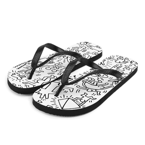 Keith Haring Panel Pattern Street Art Flip-Flops - Small - Flip-Flops