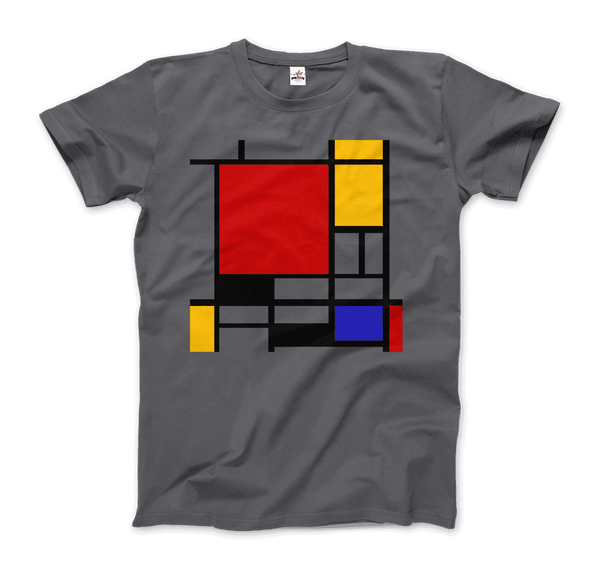 Piet Mondrian - Composition with Red Yellow and Blue - 1942 Artwork T-Shirt - Men / Charcoal / Small - T-Shirt
