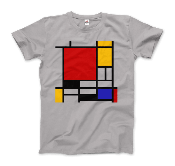 Piet Mondrian - Composition with Red Yellow and Blue - 1942 Artwork T-Shirt - Men / Heather Grey / Small - T-Shirt