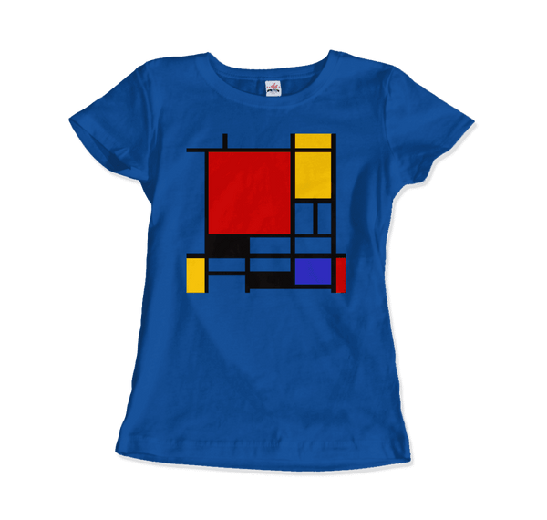 Piet Mondrian - Composition with Red Yellow and Blue - 1942 Artwork T-Shirt - Women / Royal Blue / Small - T-Shirt