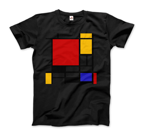 Piet Mondrian - Composition with Red Yellow and Blue - 1942 Artwork T-Shirt - Men / Black / Small - T-Shirt