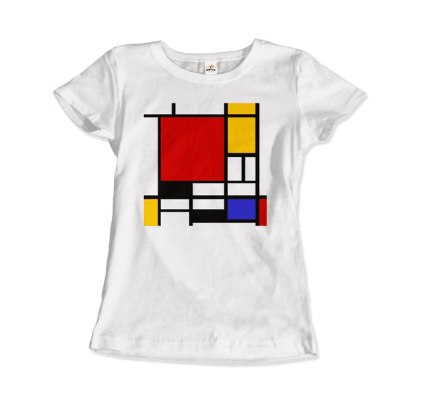 Piet Mondrian - Composition with Red Yellow and Blue - 1942 Artwork T-Shirt - Women / White / Small - T-Shirt