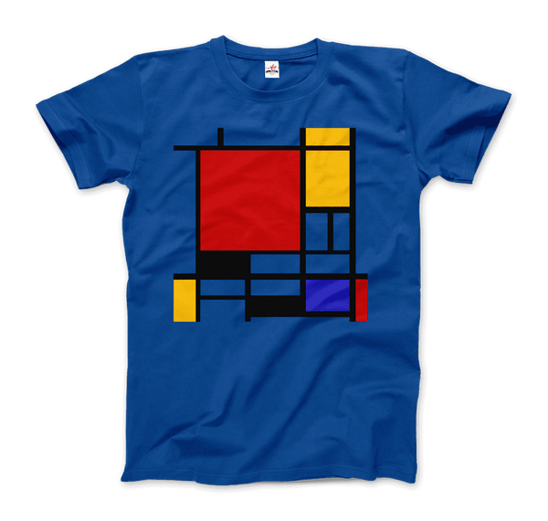 Piet Mondrian - Composition with Red Yellow and Blue - 1942 Artwork T-Shirt - Men / Royal Blue / Small - T-Shirt