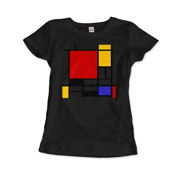 Piet Mondrian - Composition with Red Yellow and Blue - 1942 Artwork T-Shirt - Women / Black / Small - T-Shirt