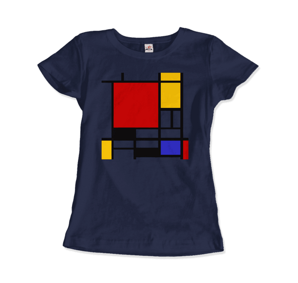 Piet Mondrian - Composition with Red Yellow and Blue - 1942 Artwork T-Shirt - Women / Navy / Small - T-Shirt
