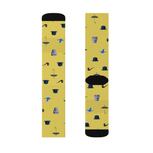 René Magritte Artwork Pattern Socks - Large - Socks