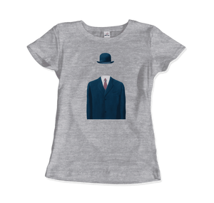 Rene Magritte Man in a Bowler Hat, 1964 Artwork T-Shirt - Women / Heather Grey / Small by Art-O-Rama