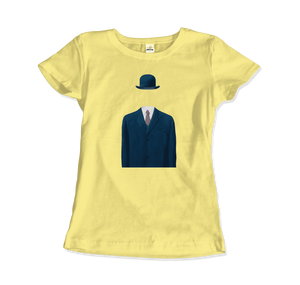 Rene Magritte Man in a Bowler Hat, 1964 Artwork T-Shirt - Women / Spring Yellow / Small by Art-O-Rama