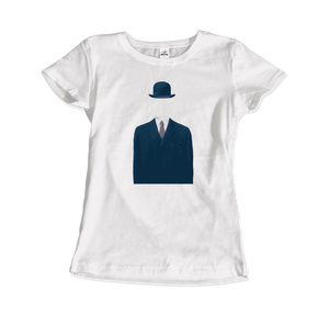 Rene Magritte Man in a Bowler Hat, 1964 Artwork T-Shirt - Women / White / Small by Art-O-Rama