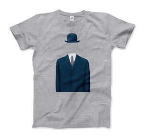 Rene Magritte Man in a Bowler Hat, 1964 Artwork T-Shirt - Men / Heather Grey / Small by Art-O-Rama