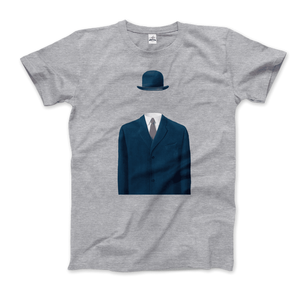 Rene Magritte Man in a Bowler Hat, 1964 Artwork T-Shirt - Men / Heather Grey / Small by Art-O-Rama