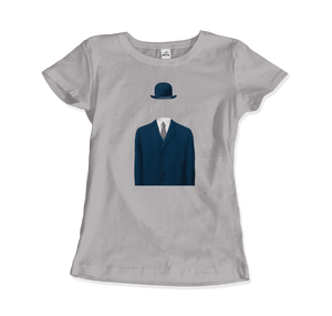 Rene Magritte Man in a Bowler Hat, 1964 Artwork T-Shirt - Women / Silver / Small by Art-O-Rama