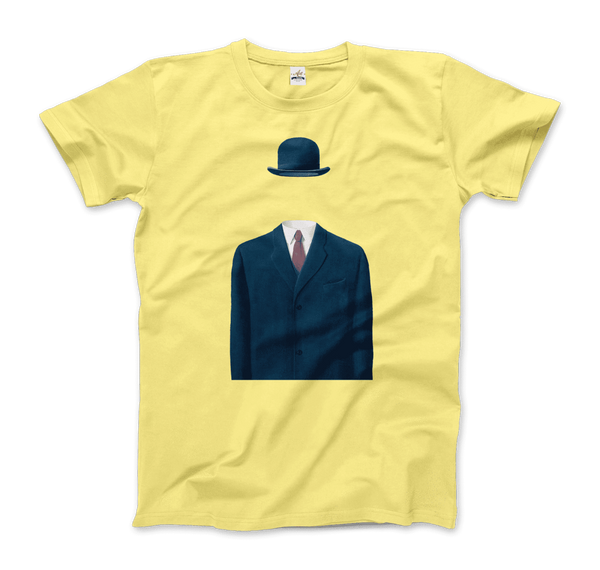 Rene Magritte Man in a Bowler Hat, 1964 Artwork T-Shirt - Men / Spring Yellow / Small by Art-O-Rama