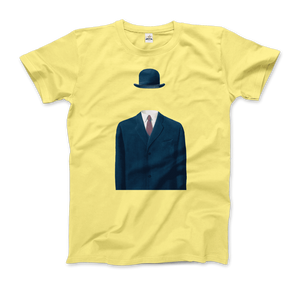 Rene Magritte Man in a Bowler Hat, 1964 Artwork T-Shirt - Men / Spring Yellow / Small by Art-O-Rama