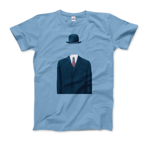 Rene Magritte Man in a Bowler Hat, 1964 Artwork T-Shirt - Men / Light Blue / Small by Art-O-Rama