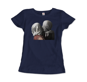 Rene Magritte The Lovers II (1928) Artwork T-Shirt - Women / Navy / Small by Art-O-Rama