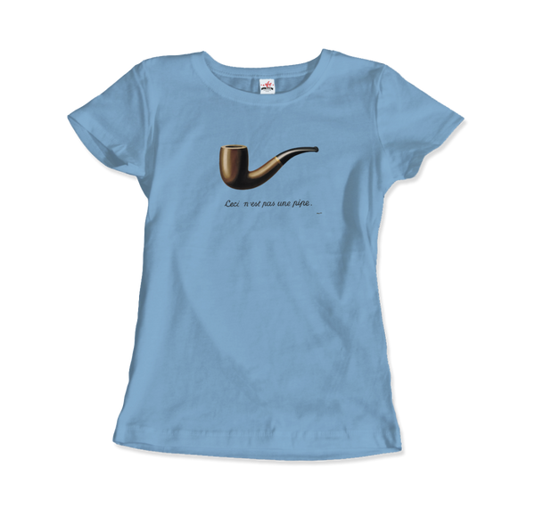 Rene Magritte This Is Not A Pipe, 1929 Artwork T-Shirt - Women / Light Blue / Small by Art-O-Rama