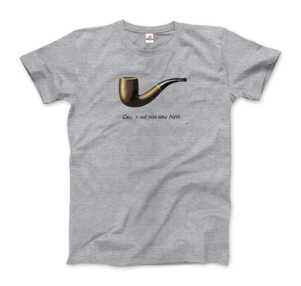 Rene Magritte This Is Not A Pipe, 1929 Artwork T-Shirt - Men / Heather Grey / Small by Art-O-Rama