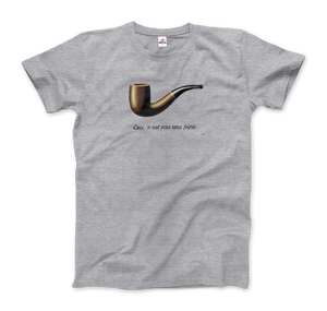 Rene Magritte This Is Not A Pipe, 1929 Artwork T-Shirt - Men / Heather Grey / Small by Art-O-Rama