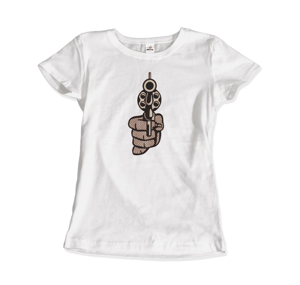 Roy Fox Lichtenstein, Pistol 1964 Artwork T-Shirt - Women / White / Small by Art-O-Rama