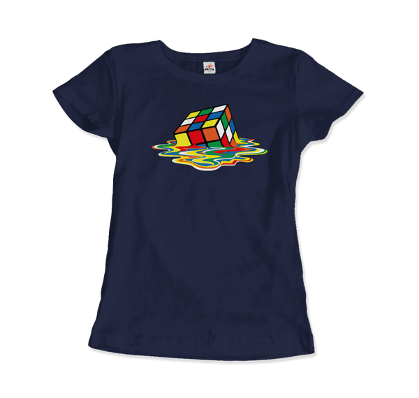 Rubick's Cube Melting, Sheldon Cooper's T-Shirt - Women / Navy / Small by Art-O-Rama