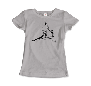 Salvador Dali Sketch, Childhood With Father Riding a Bike 1971 T-Shirt - Women / Silver / Small by Art-O-Rama