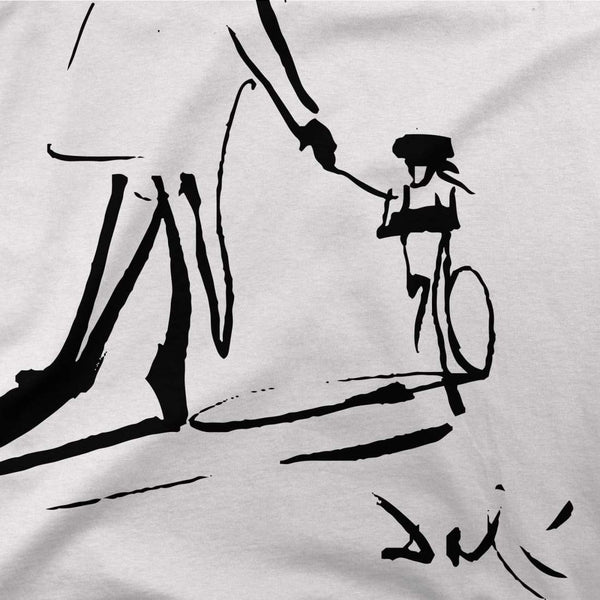 Salvador Dali Sketch, Childhood With Father Riding a Bike 1971 T-Shirt - [variant_title] by Art-O-Rama