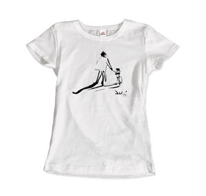 Salvador Dali Sketch, Childhood With Father Riding a Bike 1971 T-Shirt - Women / White / Small by Art-O-Rama