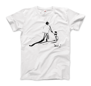 Salvador Dali Sketch, Childhood With Father Riding a Bike 1971 T-Shirt - Men / White / Small by Art-O-Rama