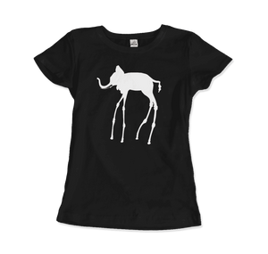Salvador Dali The Elephants 1948 Artwork T-Shirt - Women / Black / Small by Art-O-Rama