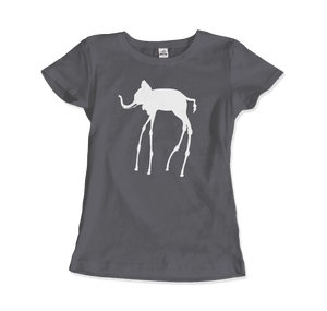 Salvador Dali The Elephants 1948 Artwork T-Shirt - Women / Charcoal / Small by Art-O-Rama