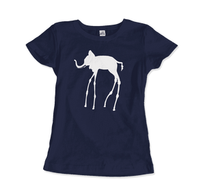 Salvador Dali The Elephants 1948 Artwork T-Shirt - Women / Navy / Small by Art-O-Rama
