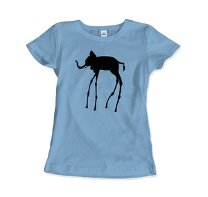 Salvador Dali The Elephants 1948 Artwork T-Shirt - Women / Light Blue / Small by Art-O-Rama