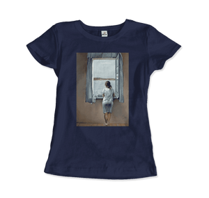 Salvador Dali Young Woman at a Window Artwork T-Shirt - Women / Navy / Small - T-Shirt
