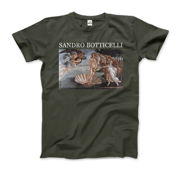 Sandro Botticelli - The Birth of Venus Artwork T-Shirt - Men / Military Green / Small - T-Shirt