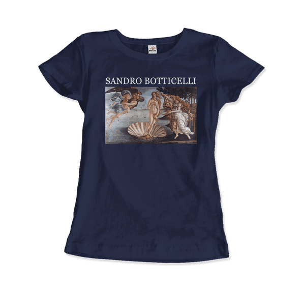 Sandro Botticelli - The Birth of Venus Artwork T-Shirt - Women / Navy / Small - T-Shirt