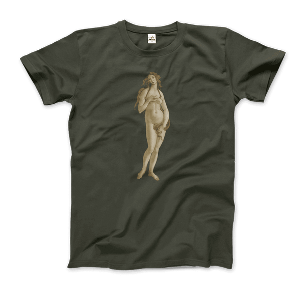Sandro Botticelli - Venus (from The Birth of Venus) Artwork T-Shirt - Men / Military Green / Small - T-Shirt