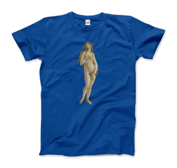 Sandro Botticelli - Venus (from The Birth of Venus) Artwork T-Shirt - Men / Royal Blue / Small - T-Shirt