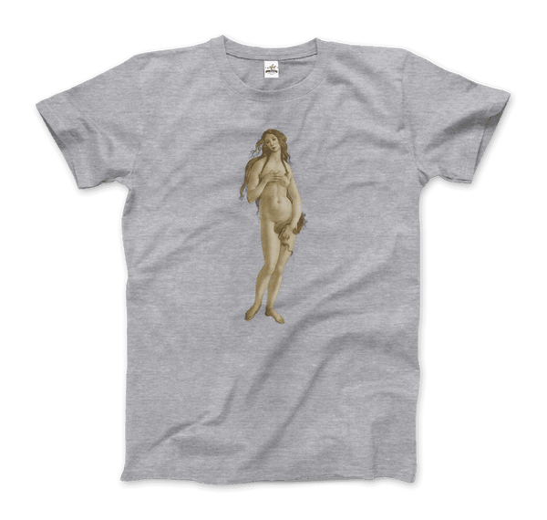 Sandro Botticelli - Venus (from The Birth of Venus) Artwork T-Shirt - Men / Heather Grey / Small - T-Shirt