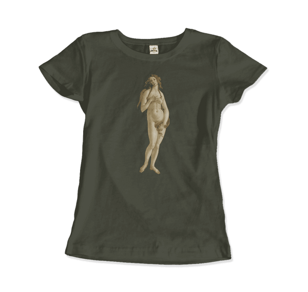 Sandro Botticelli - Venus (from The Birth of Venus) Artwork T-Shirt - Women / Military Green / Small - T-Shirt