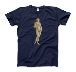 Sandro Botticelli - Venus (from The Birth of Venus) Artwork T-Shirt - Men / Navy / Small - T-Shirt