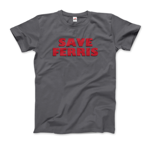 Save Ferris from Ferris Bueller's Day Off T-Shirt - Men / Charcoal / Small by Art-O-Rama
