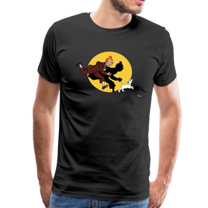 Tintin and Snowy (Milou) Getting Hit By A Spotlight T-Shirt - [variant_title] by Art-O-Rama