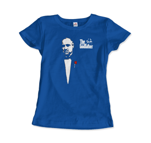 The Godfather 1972 Movie Don Corleone T-Shirt - Women / Royal Blue / Small by Art-O-Rama