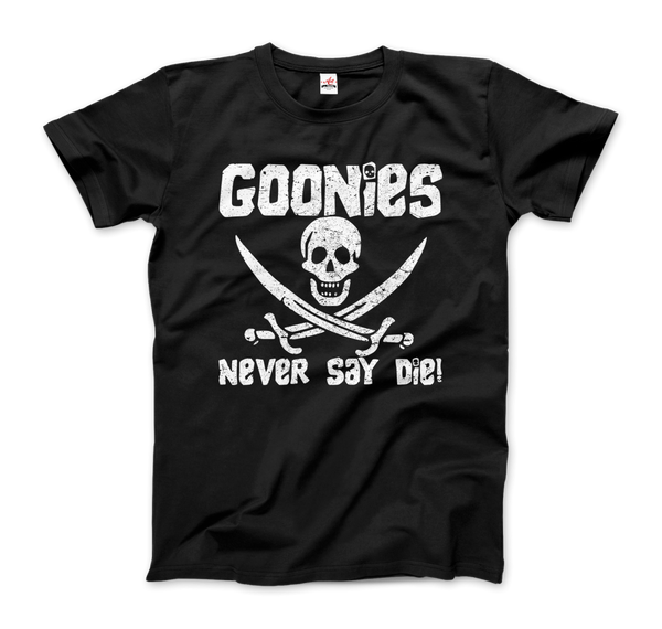 The Goonies Never Say Die Distressed Design T-Shirt - Men / Black / Small by Art-O-Rama