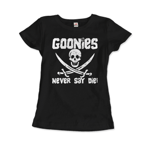 The Goonies Never Say Die Distressed Design T-Shirt - Women / Black / Small by Art-O-Rama