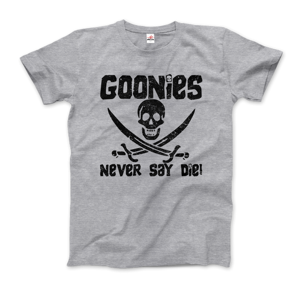 The Goonies Never Say Die Distressed Design T-Shirt - Men / Heather Grey / Small by Art-O-Rama